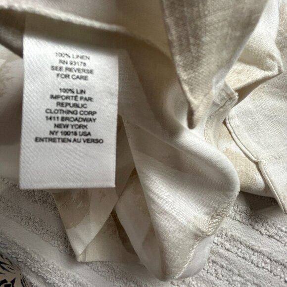 Elie Tahari Womens Large Khaki Printed Short Sleeve 100% Linen Top New MSRP $78 - Picture 4 of 8